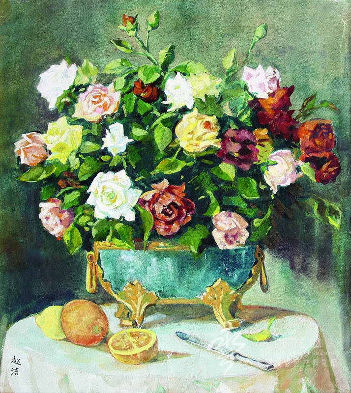 赵洁 《月季花》 45*60cm